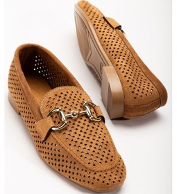 Resim 401 Taba Süet Delikli Günlük Kadın Babet Beyaz 