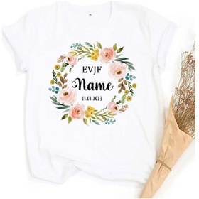 Resim Menıscounter Kişiselleştirilmiş Evjf Takımı Gelin Tişört - Bekarlığa Veda Partisi - Özel Ad Nedime Tişörtturuncukadın Turuncu 