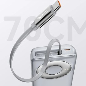 Resim Recci RPB-P72 Hızlı Şarj Özellikli Type-C Kablolu Powerbank 65W 20.000MAH Gri 