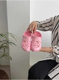 Resim Behtah Kundura Kız Çoçuk 6 Tane Taşlı Jibbitz Süslü Hediyeli Önü Kapalı Bahçe Havuz Günlük Sandalet Terlik 