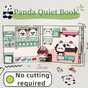 Resim 9 Sayfa Panda Bakıcıları Temalı Malzeme Kağıdı, Sessiz Kitaplar İçin Kesme Gerektirmez DIY El Yapımı Sessiz Kitaplar, Stres Giderici, Ücretsiz Bant ve Çift Taraflı Yapıştırıcı Dahil, 1 Adet DIY 3D Sticker Kitabı, El Sanatları Malzemeleri. 