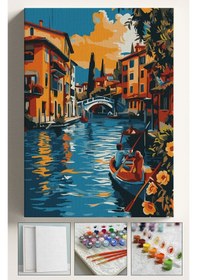 Resim Sayılarla Boyama Seti Numaralı Tuval Fırça Boya Dahil Kasnaklı Set 40x50 Cm - Venedik Köprü 