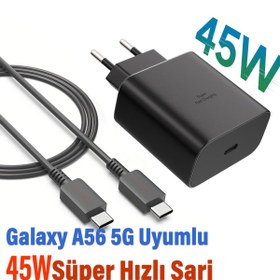 Resim EXENAR Samsung Galaxy A56 5G Uyumlu 45W Şarj Aleti ve Kablosu Süper Hızlı Şarj 