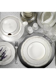 Resim Kütahya Porselen Bone Olympos 62 Parça 9287 Desenli Yemek Takımı 