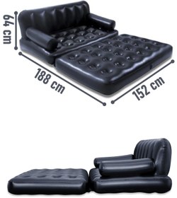 Resim Black Island Açılır Şişme Koltuk ve Şişme Yatak Çift Kişilik 188x152x64 cm 