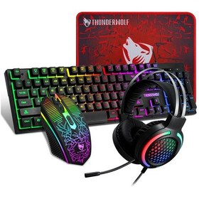 Resim T-Wolf TF400 USB RGB LED Aydınlatmalı Oyun Klavyesi ve Fare Seti 