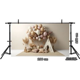 Resim Venspor Doğal Tonlarda Çadır ve Balon Arkaplan, 200x150cm, Fon, Duvar Örtüsü 