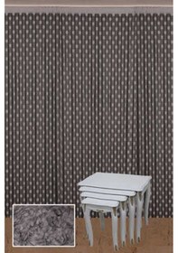 Resim Puanlı Model Gri Renk İp Perde Hazır Düğmeleri Dikilmiş İp Perde 300 270 Cm Gri 