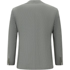 Resim Abdullah Kiğılı 7 Drop Super Slim Fit Eksra Dar Kesim Yünlü Çizgili Spor Ceket 