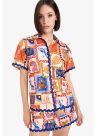 Resim DeFacto Regular Fit Tropikal Desenli Plaj Gömleği-Fall in Love F5496AX25HSOG343 