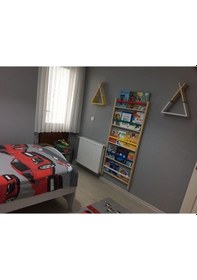 Resim Mrtahsap Montessori Kitaplık 5 Katlı Renkli Çıtalı (En 75 Cm) 