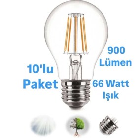 Resim 8W Rustik LED Ampul Beyaz Işık E27 Duylu Dekoratif Ampul Flamanlı 900 Lümen 