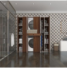 Resim Kenzlife Çamaşır-Kurutma Makinesi Dolabı Nazzam Cvz 187 170 60 Çekmeceli Raflı Banyo Çok Renkli 