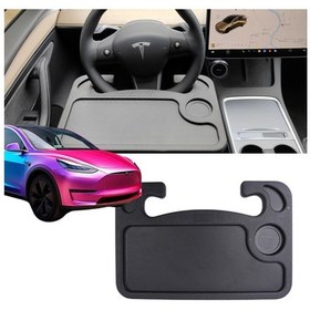 Resim Tesla Model Y / Model 3 Direksiyona Takılan Portatif Masa, Siyah Renk 