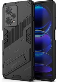 Resim Xiaomi Redminot 12 Pro+ 5g Sabit Pc+yumuşak Tpu Telefon Kılıfı Drop-proof Kickstand Koruyucu Kapak 