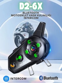 Resim howear D2-6X 1000M Mesafeli 6 Kanallı İntercom Bluetooth Motosiklet Kask Kulaklığı İntercom Kulaklık 
