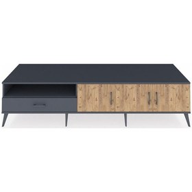 Resim Kronos Tv Ünitesi 3 Raflı Tek Çekmeceli 3 Kapaklı 220x59x51 Antrasit-çam/antrasit Atlas Çam/antrasıt - Antrasıt 