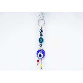 Resim Desenli Boncuk El Yapımı Cam Nazar Boncuklu Anahtarlık, Renkli Sa 