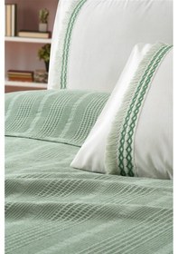 Resim Tivoli Çift Kişilik Dantelli 4 Parça Pike Takımı Çeyizlik-melanie-kapuçino Mınt Mint 