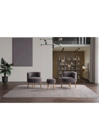 Resim Panda Çay Seti Berjer Ve Puf Takımı Salon, Balkon, Ofis 3 Lü Takım Antrasit 