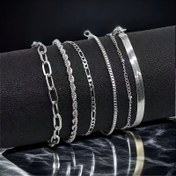Resim 6 Parça Minimalist Metal Filigree Zincir Bileklik Seti - Erkek ve Kadın için 