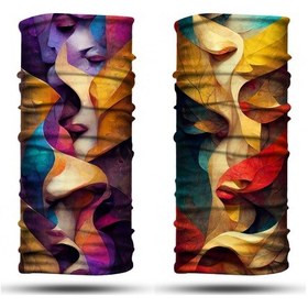 Resim Yaprak Desenli 2'li Set Boyunluk Bandana Outdoor Balaklava Yüz Maskesi Kafa Bandı 