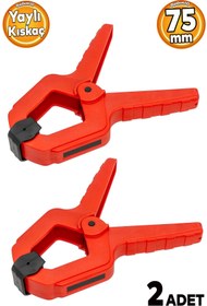 Resim Badem10 Yaylı Kıskaç Mandal El Tip İşkence Kırmızı Klips Hobi 75 mm 3 inç 2 ADET 