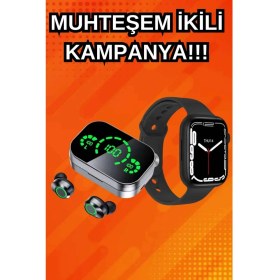 Resim Yeni Nesil Akıllı Saat ve Ucuz Kaliteli Bluetooth Kablosuz Kulaklık Amoled Ekran 