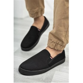 Resim Emek Siyah Keten Bez Babet Spor Ayakkabı MZ101 