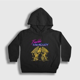 Resim Presmono Unisex Çocuk Queen Freddie Mercury Kapüşonlu Sweatshirt Siyah 