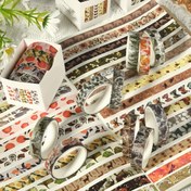 Resim 5 Rulo Vintage Doğa Washi Bant Seti, Çiçek & Fauna Çeşitli Kağıt Bantlar, Dekoratif Maskeleme El Sanatları Bantları, Scrapbooking, Bullet Journaling, Kendin Yap El Sanatları & Hediye Paketleme için - Çok Renkli 
