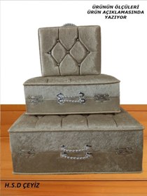 Resim Hasret Çeyiz Sandık Gelin Damat Bavul Çanta Hurç Çeyiz Sandığı 3lü 0564 