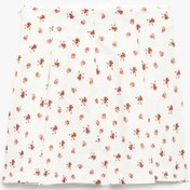 Resim Koton Pamuklu Pileli Keten Karışımlı Çiçekli Etek Kırmızı Desenli 5skg70105aw Kırmızı Desenli 