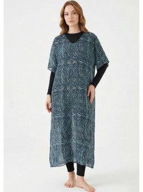 Resim Remsa Mayo Remsa Tesettür Mayo Üzerine Tasarım Tek Kaftan Pareo Rdp26 Lacivert 