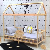 Resim MiniWood Doğal Çam Montessori Karyola Çocuk ve Bebek Yatağı 