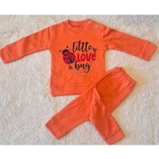 Resim anne dokunuşu gibi KUZUM BEBE 2’li Fitilli Kumaş Somon Ayıcık Desenli Kız Bebek Çocuk Alt Üst Pijama Takımı 