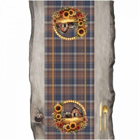 Resim Sonbahar Evi ve Atçiçek Ekose Desen Ranır - Runner 