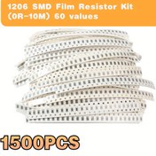 Resim 1500 adet/set Yüksek Kaliteli 0R~10m 1206/0805 SMD Film Direnç Kiti, Doğruluk 1%, 60 Çeşit*25 adet SMD Çip Direnç Paketi DIY Karışık Set 
