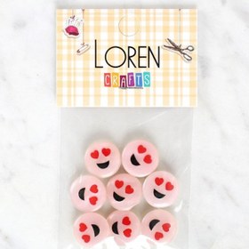 Resim Loren Crafts 8'li Gülen Yüz Düğme - 1022 
