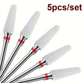 Resim 5 adet Tırnak Matkap Ucu Seti, 3/32'' Profesyonel Seramik Güvenlik Uçları Tırnak Matkabı için, Tırnak Matkap Uçları 