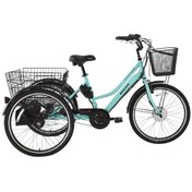 Resim Bisan E-porter Üç Tekerli Elektrikli Bisiklet 44cm V 24 Jant 3 Vites Turkuaz Siyah Çok Renkli 