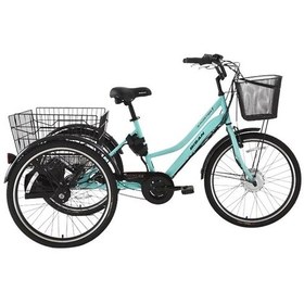 Resim Bisan E-porter Üç Tekerli Elektrikli Bisiklet 44cm V 24 Jant 3 Vites Turkuaz Siyah Çok Renkli 