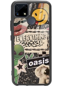 Resim Spoyi Oppo Realme C25 Retro Sticker Tasarımlı Glossy Telefon Kılıfı 