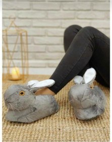 Resim Yiğit Moda Tavşanlı Pandüf Ev İçi Ses Yapmaz Kadın Panduf Gri 