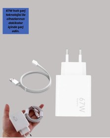 Resim Flzdgnkr Type-c Uyumlu 67w Turbo Hızlı Şarj Aleti Akıllı Koruma Sistemli Şarj Adaptörü 