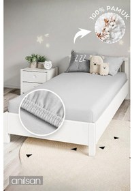 Resim %100 Pamuk Düz Pudra Bebek Lastikli Yatak Çarşaf + Yastık Kılıfı 