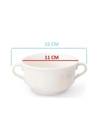 Resim Çift Kulplu Çorba Kasesi Porselen Çorbalık Hazır Çorba Kasesi 11 Cm Beyaz 