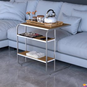 Resim Modilayn C Yan Sehpa Geniş Boy Tekerlekli Çalışma, Atıştırmalık, Yemek, Laptop Sehpası Ceviz 