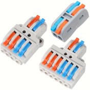 Resim 5.08 Cm 4 Çıkış Kolu Tel Bağlantı Elemanları, 5.08 Cm 6 Çıkışlı Mini Hızlı İtme Elektrik Bağlantı Elemanı 24-12 AWG Elektrik Yalıtımlı Terminal Çoklu Döngü Bağlantı Elemanı Için 