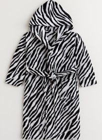 Resim Wild Spirit Zebra Desenli Bebek & Çocuk Kapşonlu Bornoz - %100 Pamuk, Unisex Zebra Baskılı - Zebra Baskılı / 5-6 Yaş 